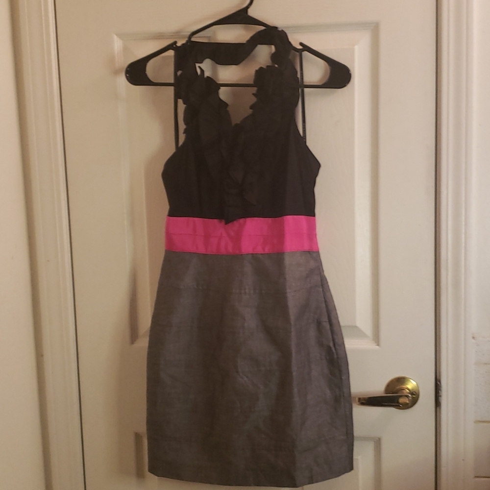 Rampage Halter Dress Black Pink Gray Small